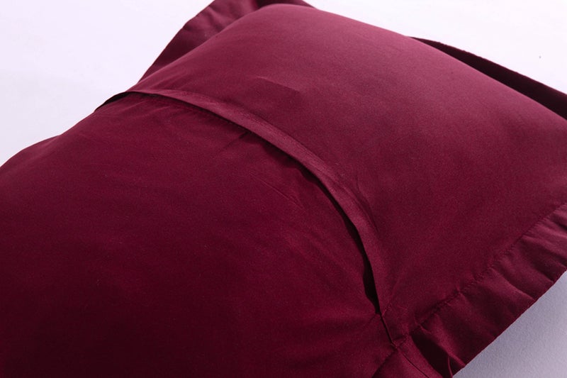 MarCielo 2-Piece Embroidered Pillow Shams, Decorative Microfiber Pillow Covers Set Standard Size, Dark Burgundy - Image 5